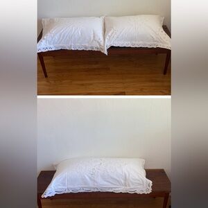 Battenberg Lace Set of 3: 1 King & 2 Standard Pillowcases 100% Cotton